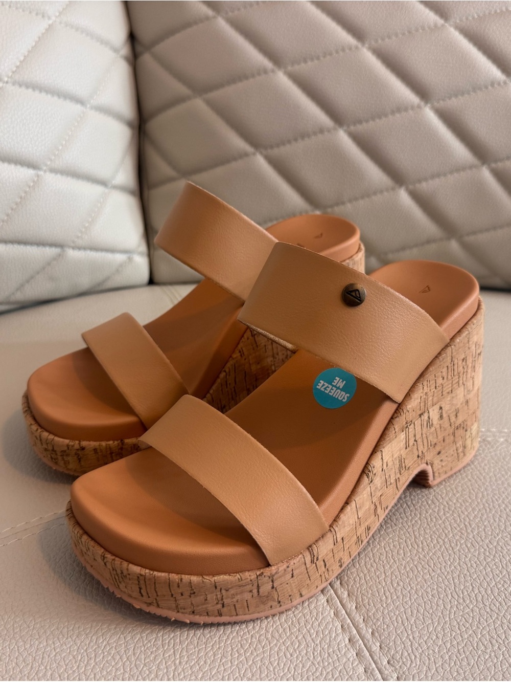 Reef Tan Platform Double-Strap Cork Slide